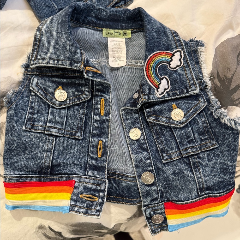 Denim Kids Vest with Rainbow Patch
